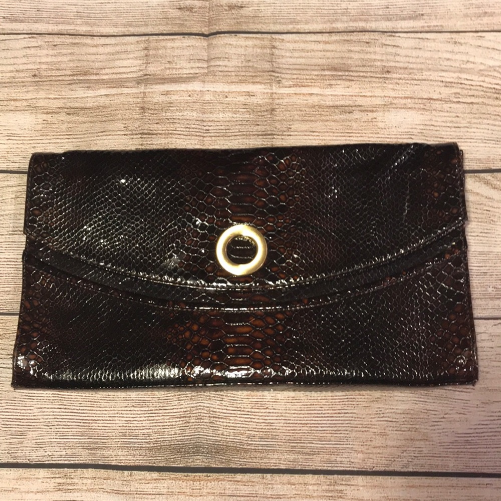 Snake leather like clutch